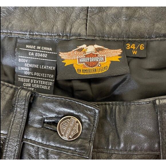 Harley Davidson Leather Motorcycle Riding Pants Black Women's Reg fit Size 34/6 - Picture 4 of 10